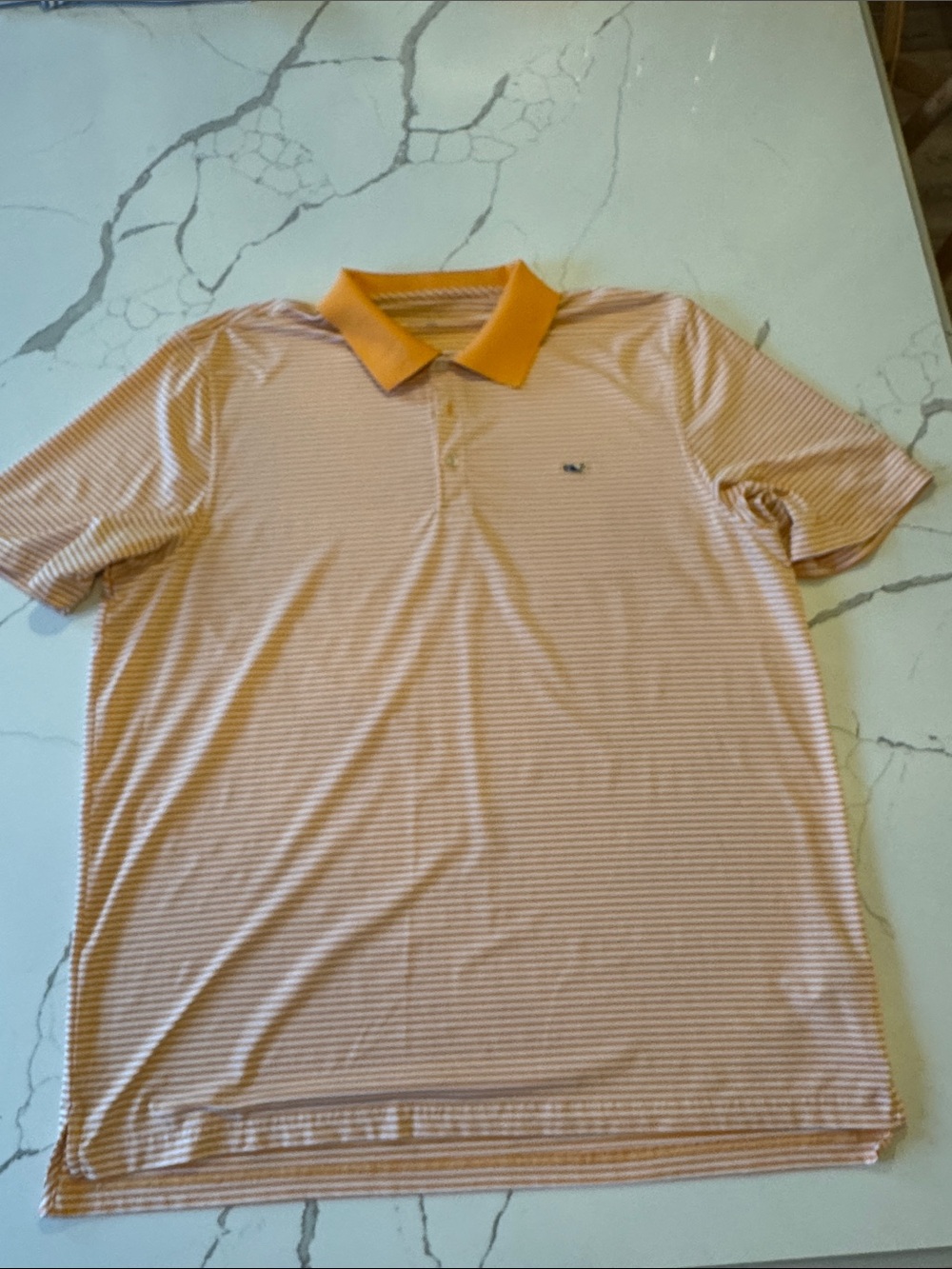 Vineyard Vines Orange Stripe Polo with Contrasting Collar